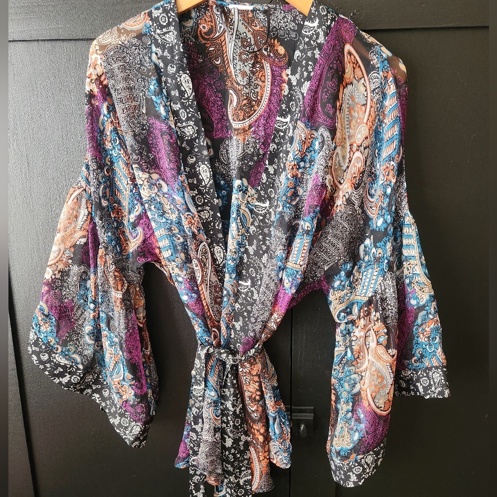Womens Colorful Paisley Kimono Robe~size One Size